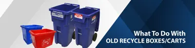 Blue box, red box, two recycle carts