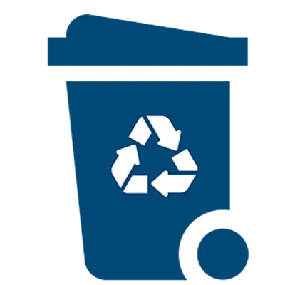 Image of a blue recycle cart with a white recycling symbol inside